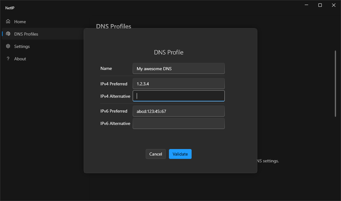 Creation of a new DNS Profile